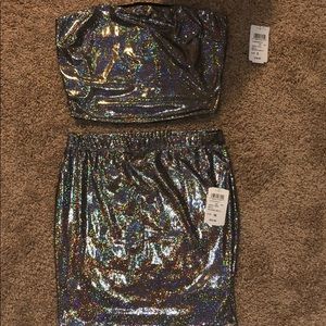 WINDSOR METALLIC TUBE TOP AND SKIRT